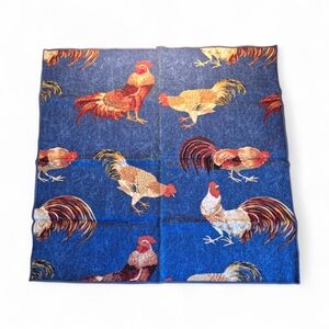 Napkins/Fabric squares featuring the "Rise 'N' Shine Roosters on Blue" pattern